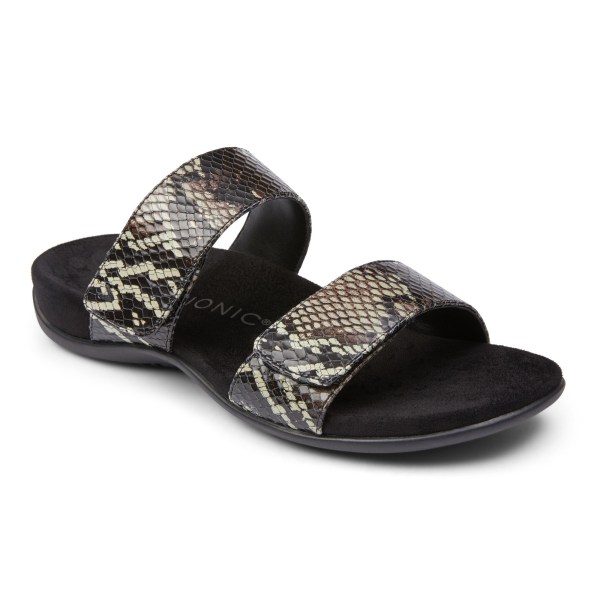 Vionic Sandals Ireland - Randi Slide Sandal Black - Womens Shoes For Sale | DGEFN-6879